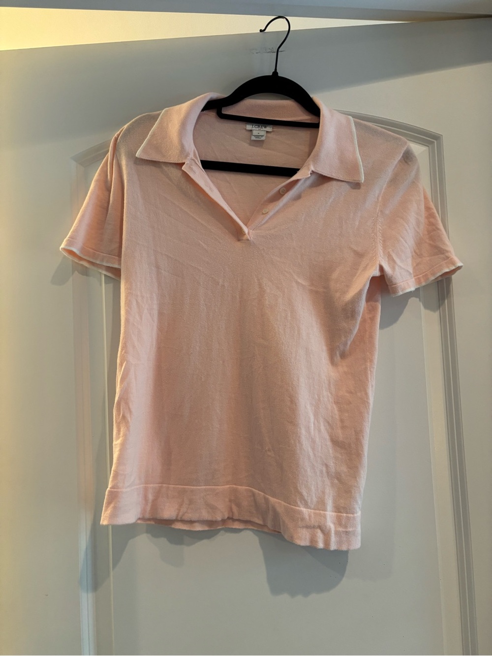 J. Crew Factory Light Pink Short-Sleeve Polo Knit Top